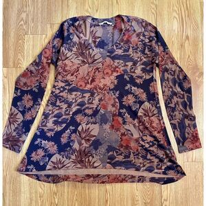 Soft Surroundings Shirt Ladies Sz M Multicolor Fall Longer Length‎ Long Sleeve
